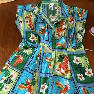 Tropical Button-Up Midi Dress